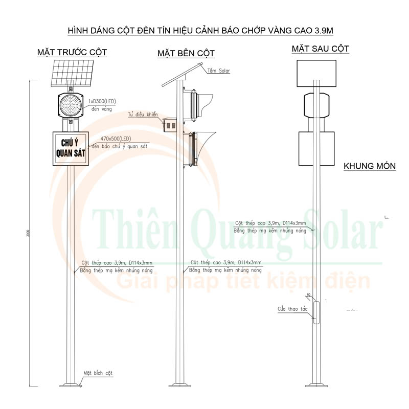 Bảng đèn LED chú ý quan sát 470*500mm